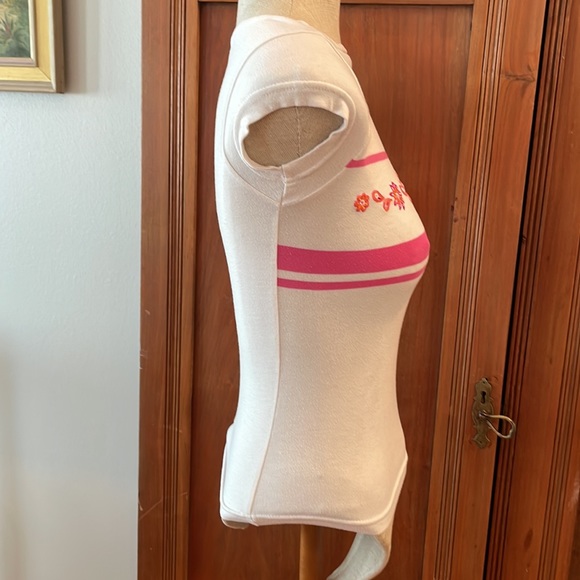 Y2K Limited Too white pink orange floral top flower cap sleeves girls size 6 / 7 - Picture 3 of 9